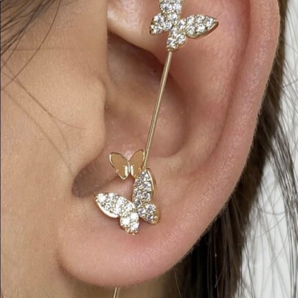 1 Piece Rhinestone Butterfly Ear Decoration